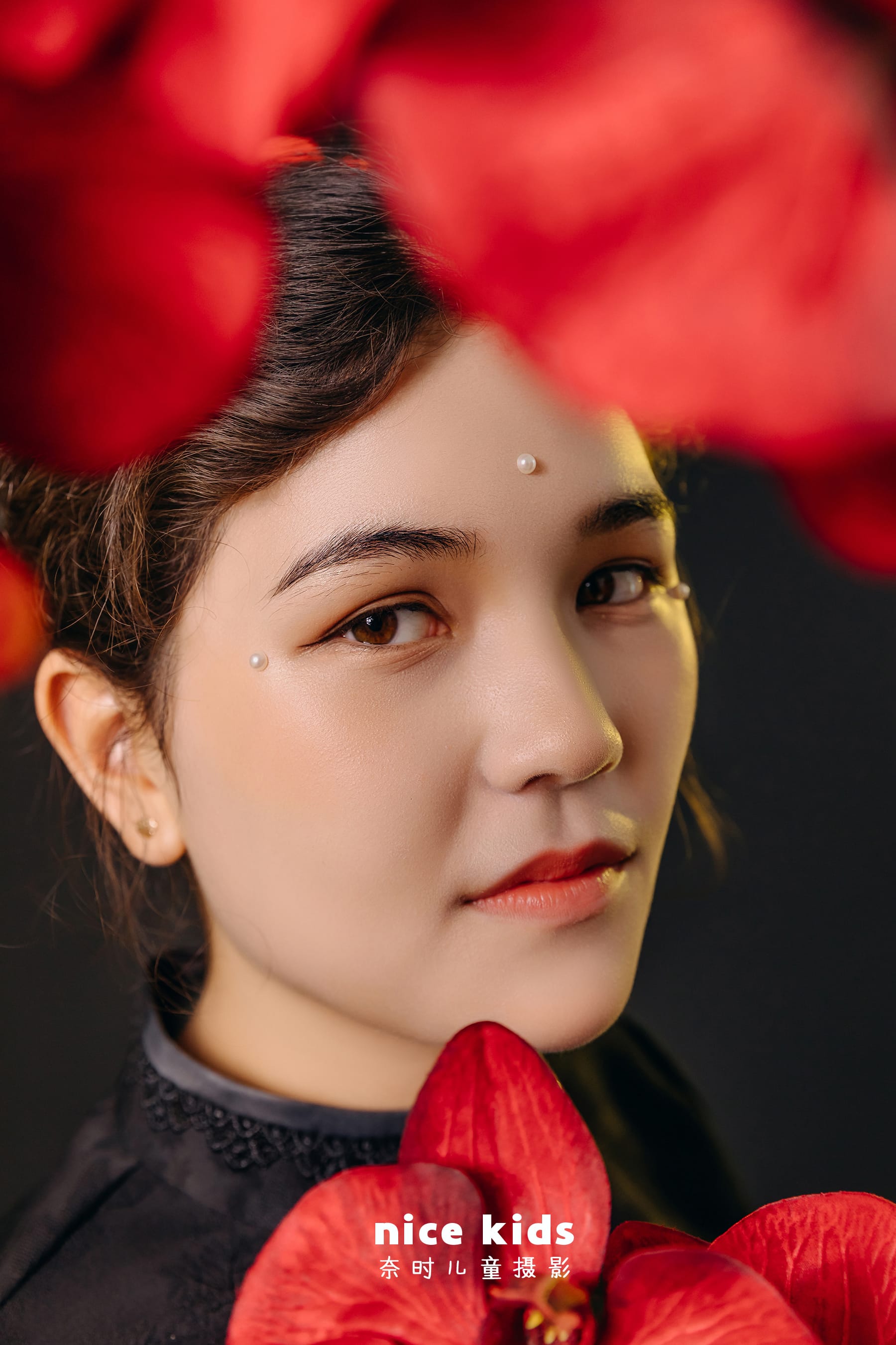 中式黑旗袍 苏州奈时儿童摄影