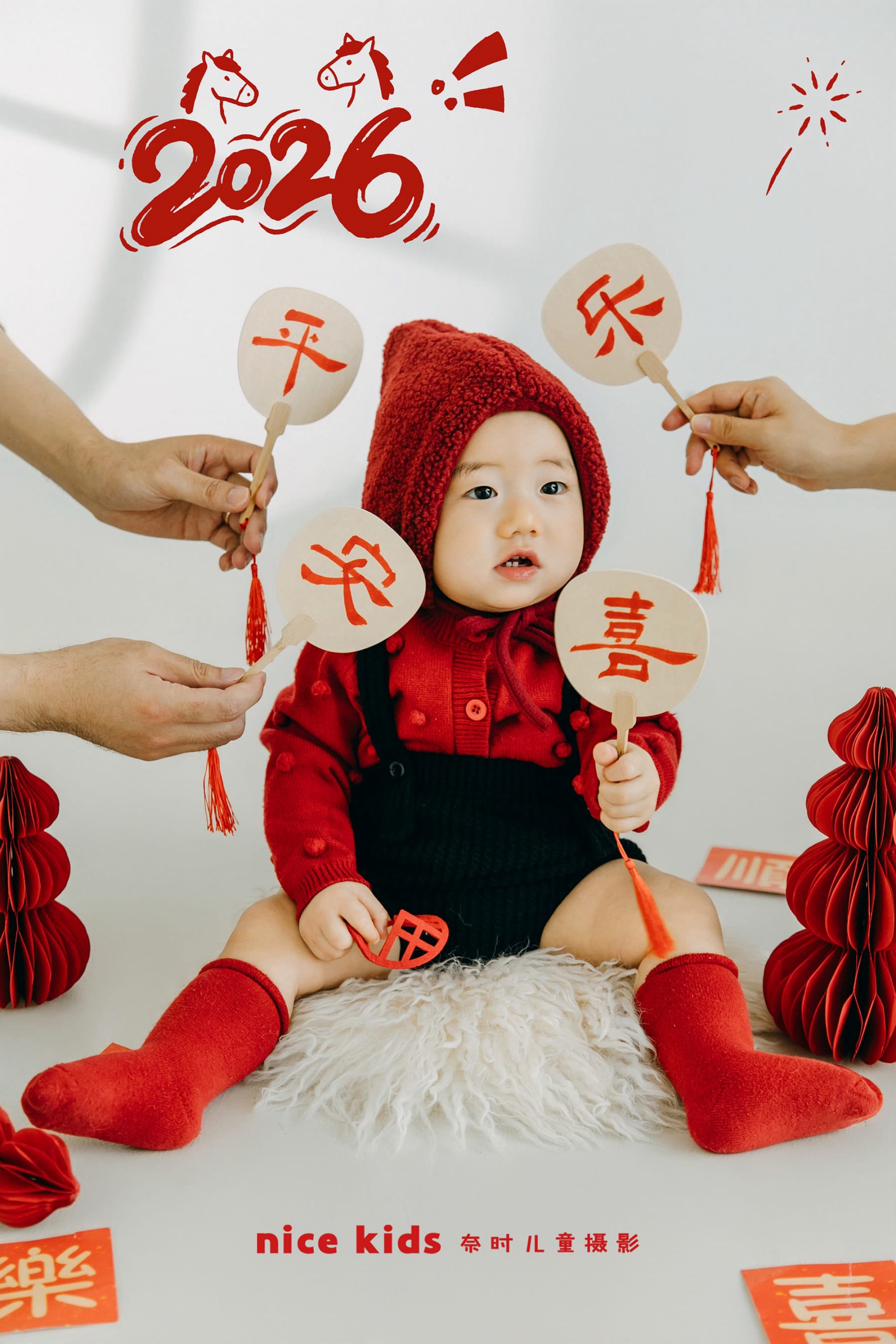 周岁新年红毛衣 苏州奈时儿童摄影